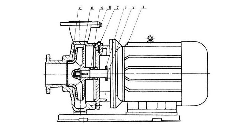 ISWR臥式熱水管道離心泵結(jié)構(gòu)圖
