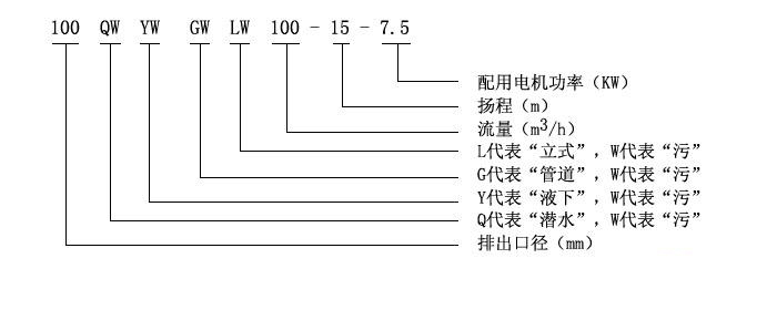 LW型直立式無堵塞排污泵型號(hào)意義